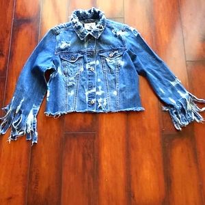 Distressed Wearable Denim Jacket Size M.